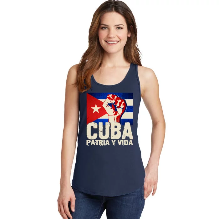 Cuba Patria Y Vida Cuban Flag Protest Fist Ladies Essential Tank