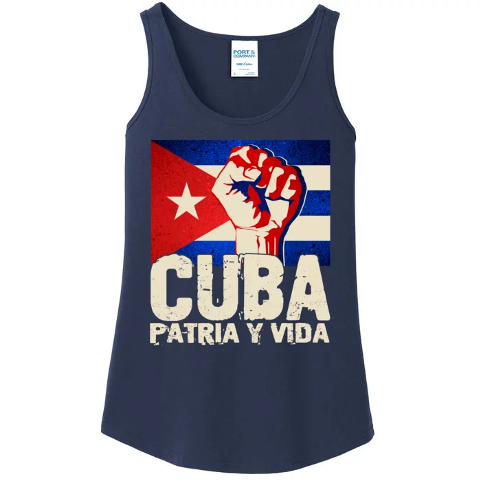 Cuba Patria Y Vida Cuban Flag Protest Fist Ladies Essential Tank