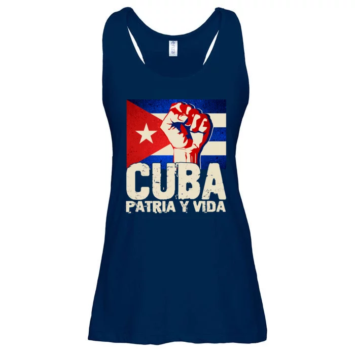 Cuba Patria Y Vida Cuban Flag Protest Fist Ladies Essential Flowy Tank