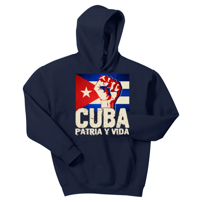 Cuba Patria Y Vida Cuban Flag Protest Fist Kids Hoodie