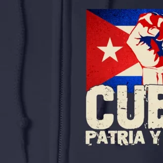 Cuba Patria Y Vida Cuban Flag Protest Fist Full Zip Hoodie