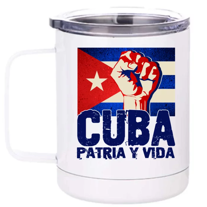 Cuba Patria Y Vida Cuban Flag Protest Fist Front & Back 12oz Stainless Steel Tumbler Cup