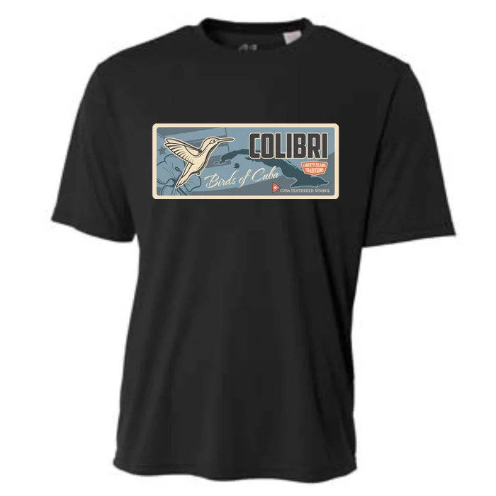 Cuba Travel Retro Banner Bird Watching Colibri Cooling Performance Crew T-Shirt