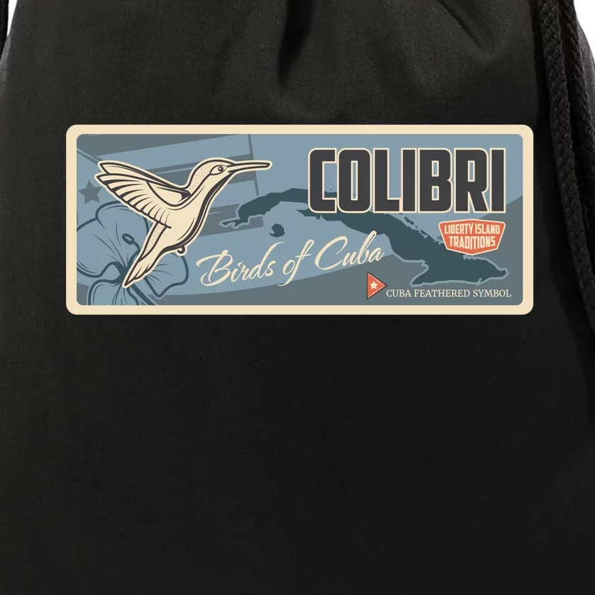 Cuba Travel Retro Banner Bird Watching Colibri Drawstring Bag