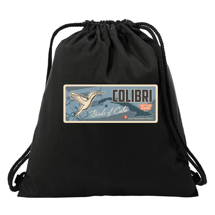 Cuba Travel Retro Banner Bird Watching Colibri Drawstring Bag