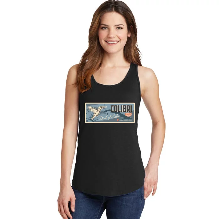 Cuba Travel Retro Banner Bird Watching Colibri Ladies Essential Tank