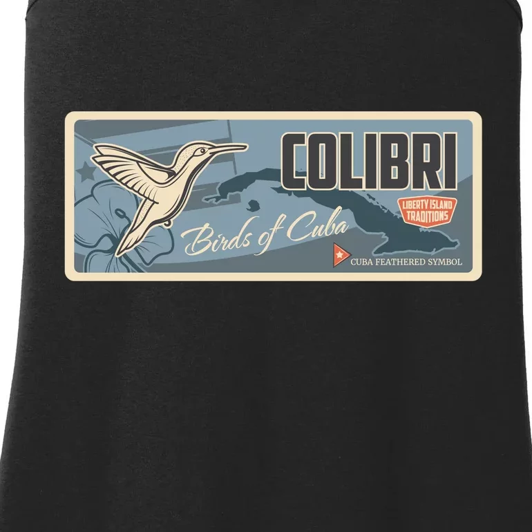 Cuba Travel Retro Banner Bird Watching Colibri Ladies Essential Tank