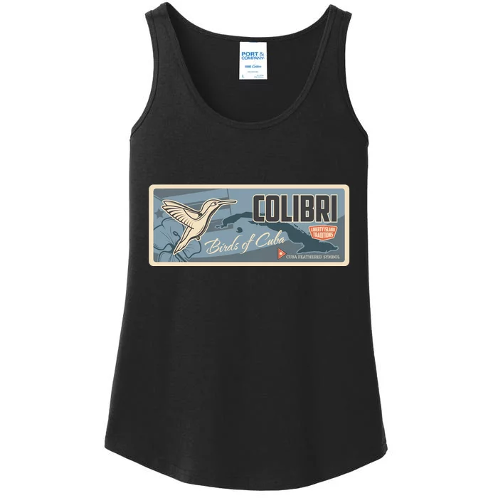 Cuba Travel Retro Banner Bird Watching Colibri Ladies Essential Tank