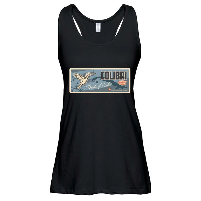 Cuba Travel Retro Banner Bird Watching Colibri Ladies Essential Flowy Tank