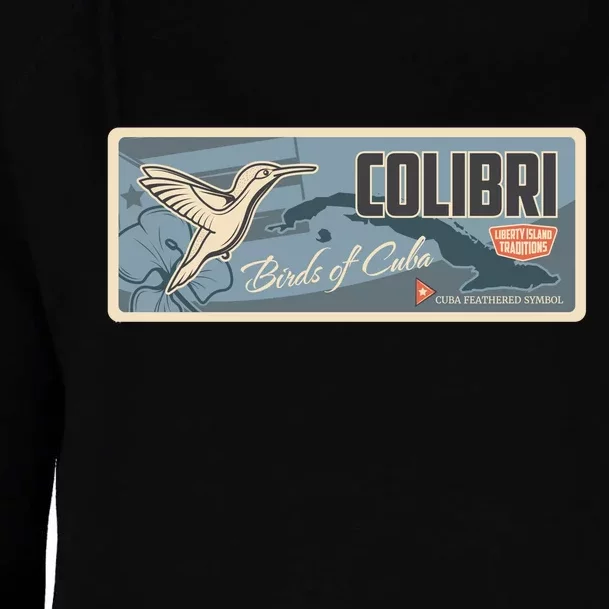 Cuba Travel Retro Banner Bird Watching Colibri Womens Funnel Neck Pullover Hood