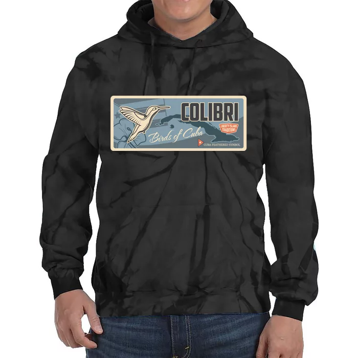 Cuba Travel Retro Banner Bird Watching Colibri Tie Dye Hoodie