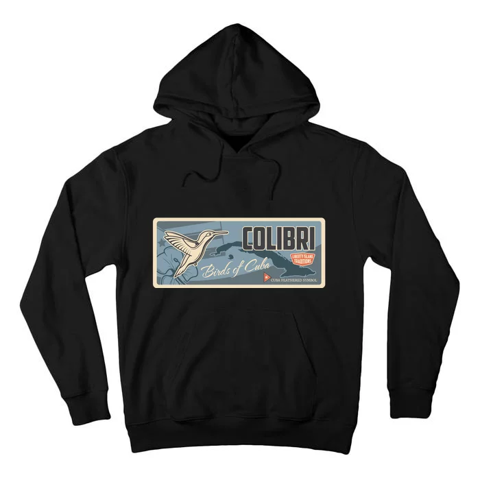 Cuba Travel Retro Banner Bird Watching Colibri Tall Hoodie