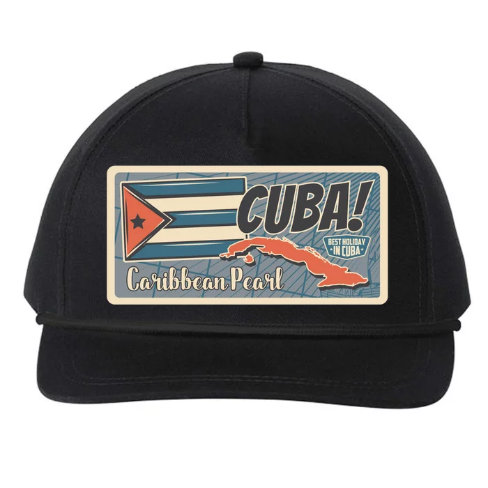 Cuba Travel Retro Banner Caribbean Pearl Snapback Five-Panel Rope Hat