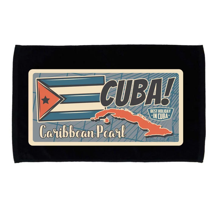 Cuba Travel Retro Banner Caribbean Pearl Microfiber Hand Towel