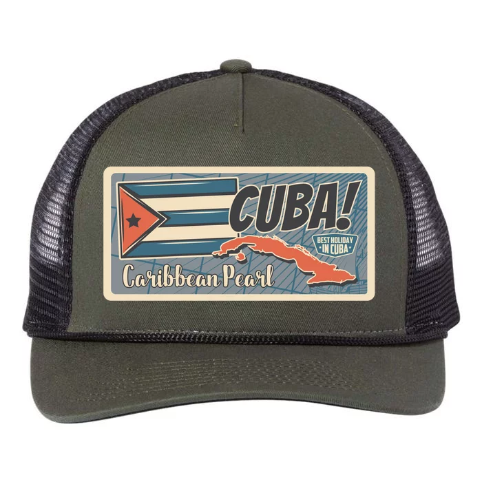 Cuba Travel Retro Banner Caribbean Pearl Retro Rope Trucker Hat Cap