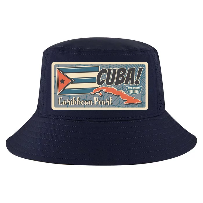 Cuba Travel Retro Banner Caribbean Pearl Cool Comfort Performance Bucket Hat