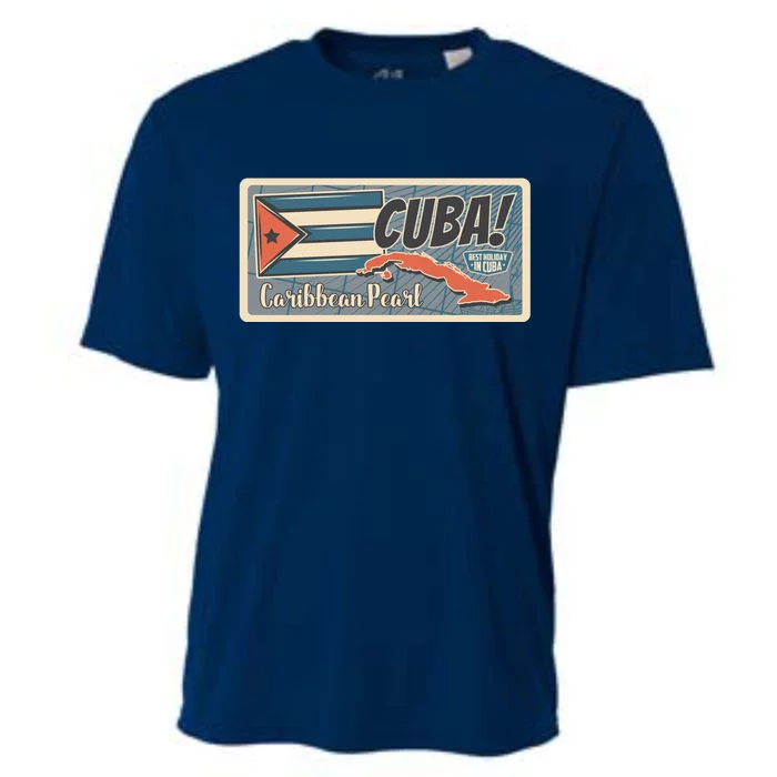 Cuba Travel Retro Banner Caribbean Pearl Cooling Performance Crew T-Shirt