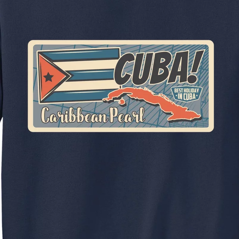 Cuba Travel Retro Banner Caribbean Pearl Sweatshirt