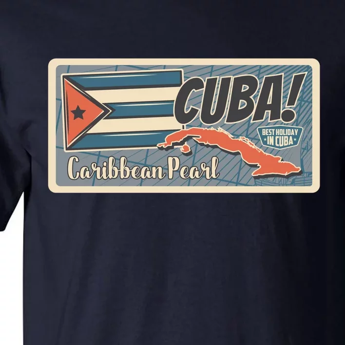 Cuba Travel Retro Banner Caribbean Pearl Tall T-Shirt