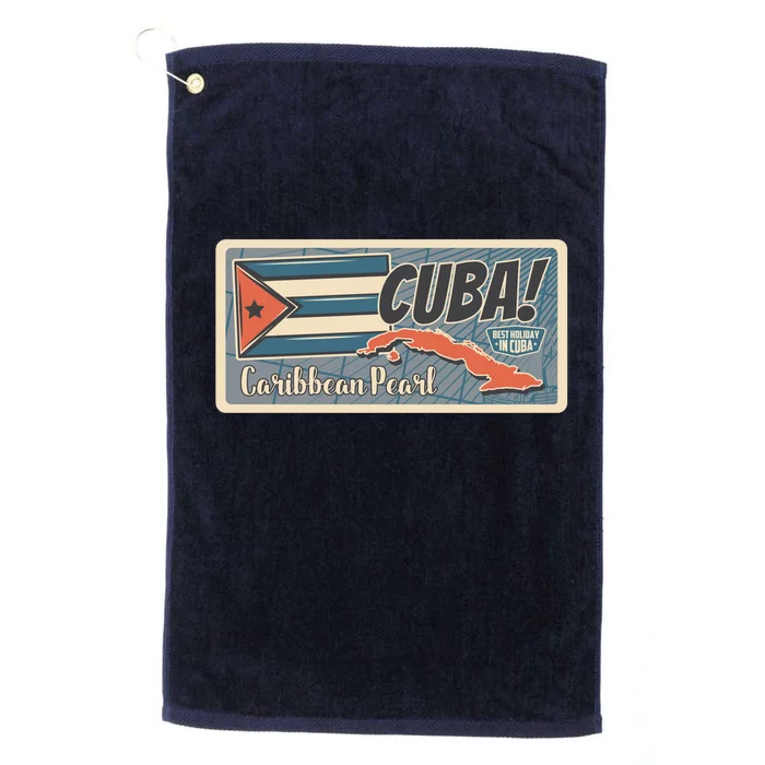 Cuba Travel Retro Banner Caribbean Pearl Platinum Collection Golf Towel