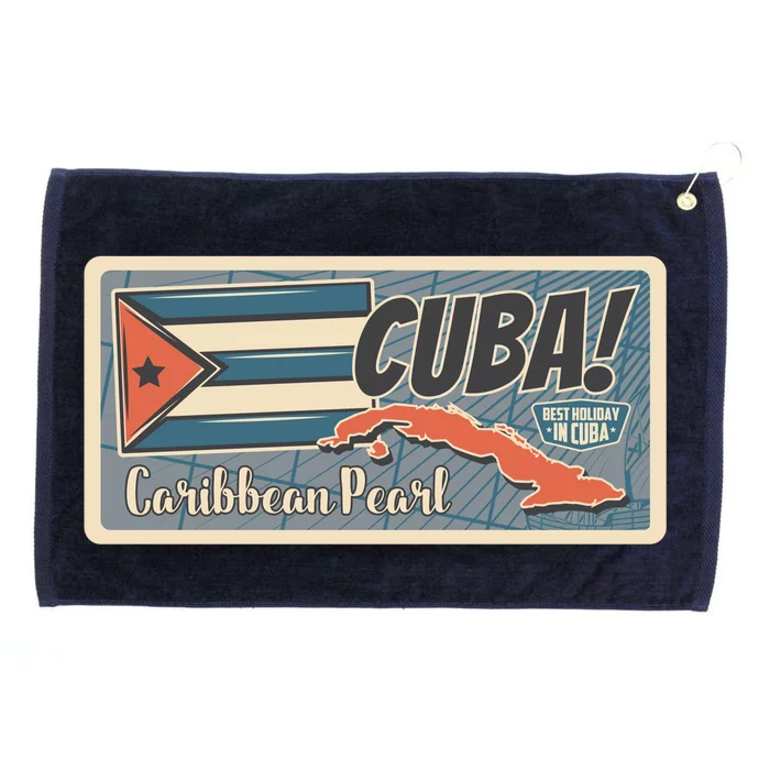 Cuba Travel Retro Banner Caribbean Pearl Grommeted Golf Towel