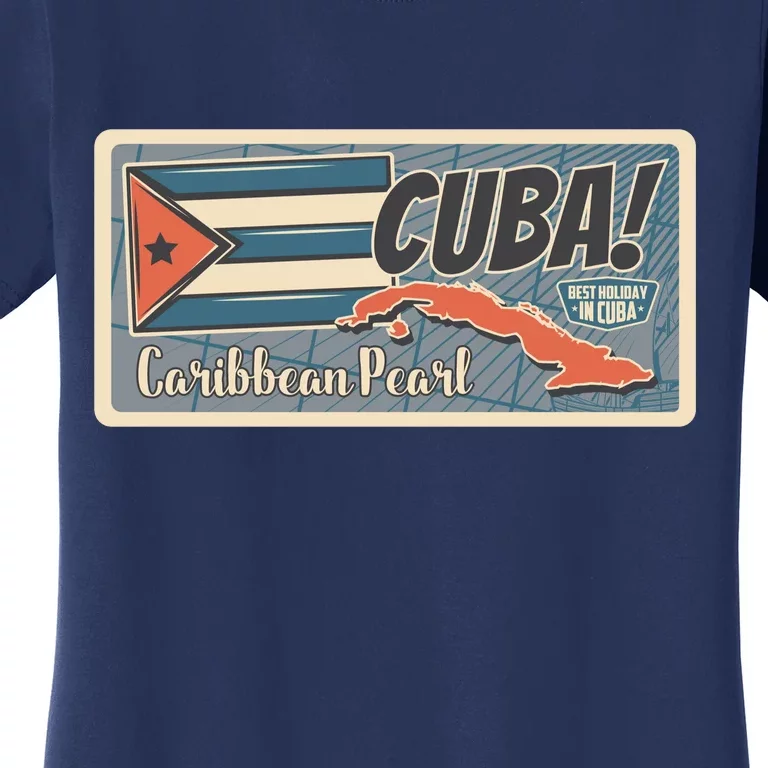 Cuba Travel Retro Banner Caribbean Pearl Women's T-Shirt