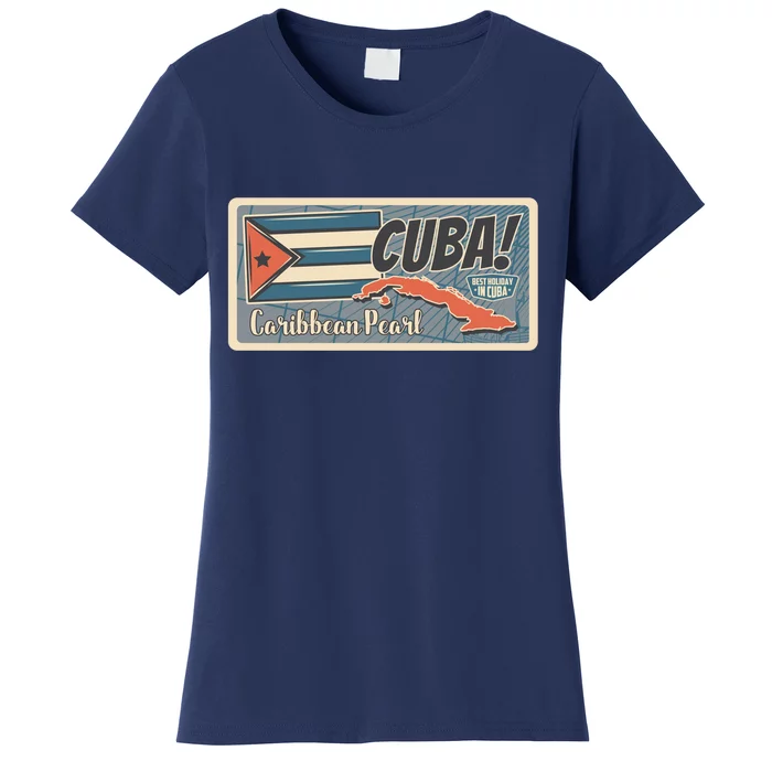 Cuba Travel Retro Banner Caribbean Pearl Women's T-Shirt