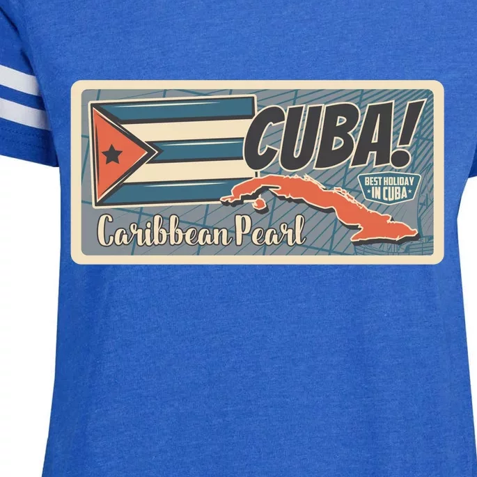 Cuba Travel Retro Banner Caribbean Pearl Enza Ladies Jersey Football T-Shirt