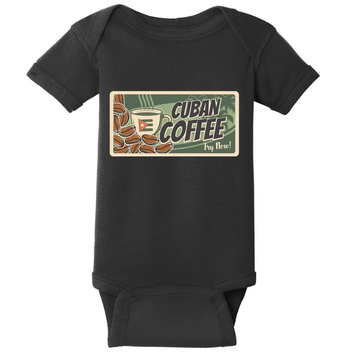 Cuba Travel Retro Banner Cuban Coffee Baby Bodysuit