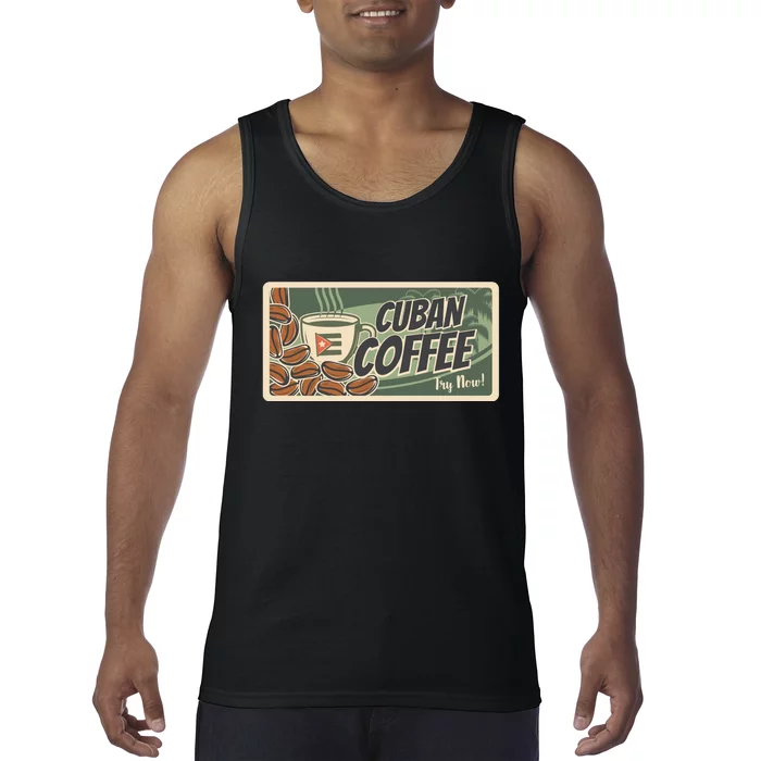 Cuba Travel Retro Banner Cuban Coffee Tank Top