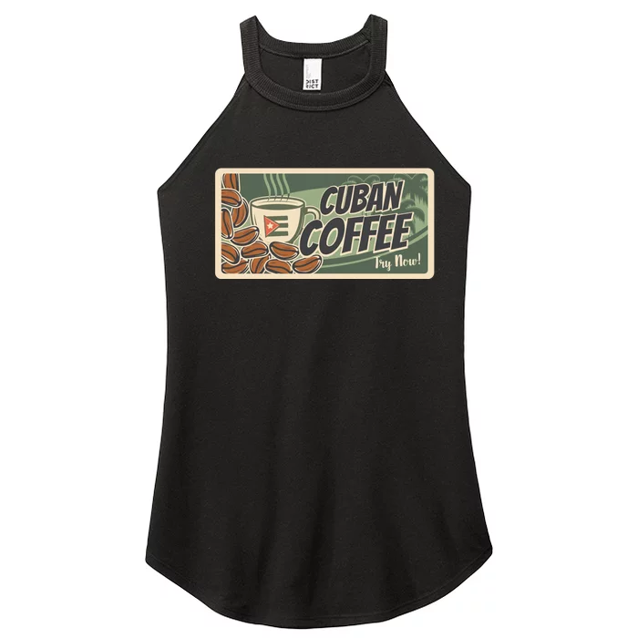 Cuba Travel Retro Banner Cuban Coffee Women’s Perfect Tri Rocker Tank