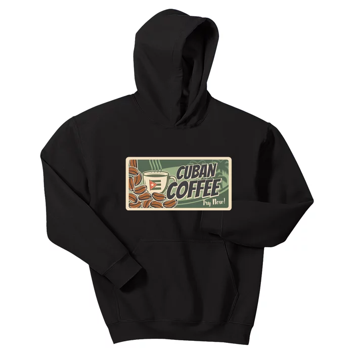 Cuba Travel Retro Banner Cuban Coffee Kids Hoodie