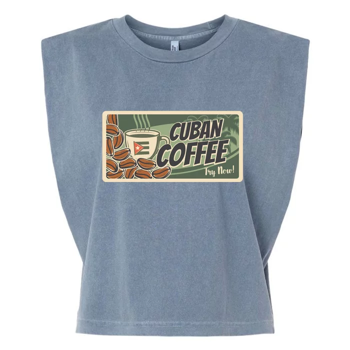 Cuba Travel Retro Banner Cuban Coffee Garment-Dyed Women's Muscle Tee