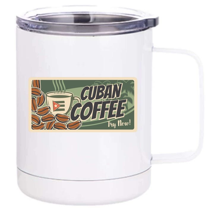 Cuba Travel Retro Banner Cuban Coffee Front & Back 12oz Stainless Steel Tumbler Cup