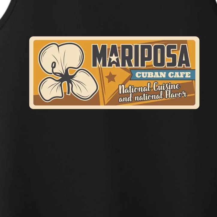 Cuba Travel Retro Cuban Café Mariposa Performance Tank