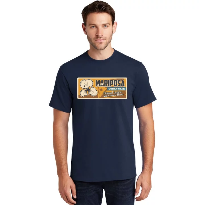 Cuba Travel Retro Cuban Café Mariposa Tall T-Shirt