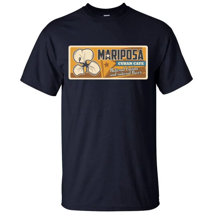 Cuba Travel Retro Cuban Café Mariposa Tall T-Shirt