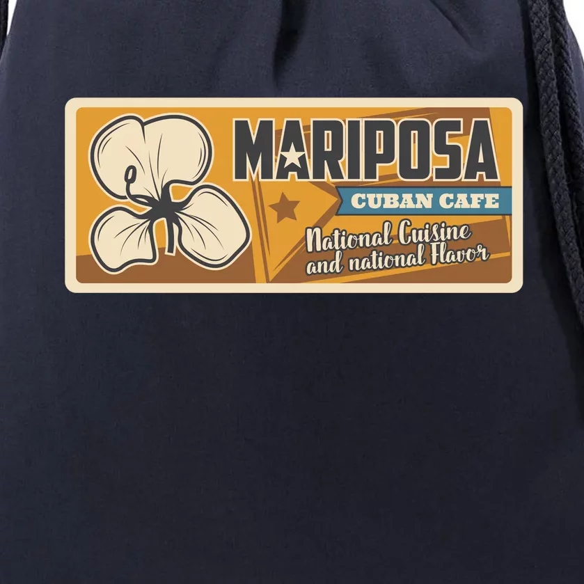 Cuba Travel Retro Cuban Café Mariposa Drawstring Bag