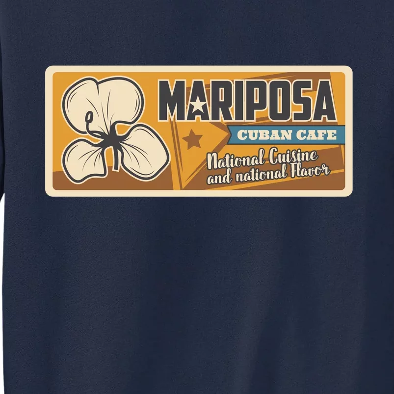 Cuba Travel Retro Cuban Café Mariposa Tall Sweatshirt