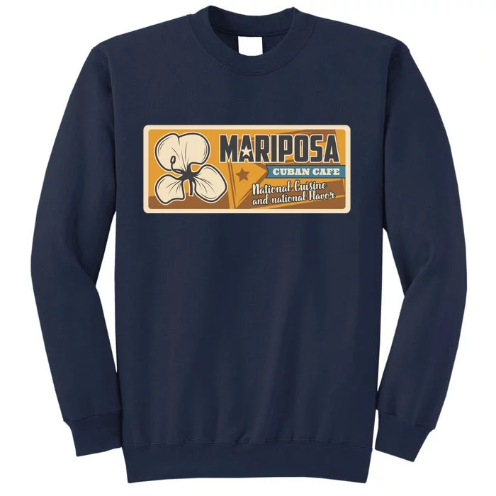 Cuba Travel Retro Cuban Café Mariposa Tall Sweatshirt