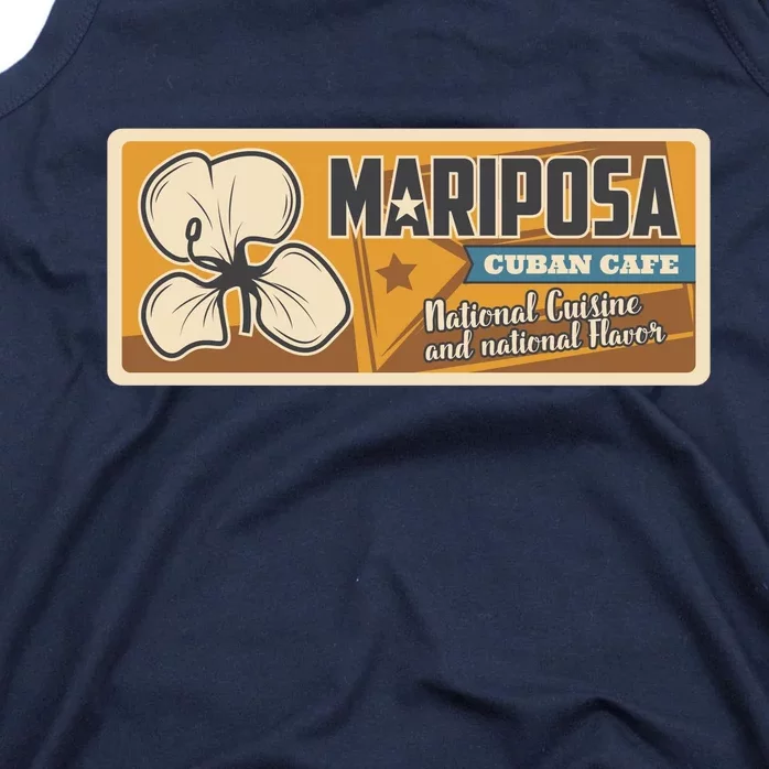 Cuba Travel Retro Cuban Café Mariposa Tank Top