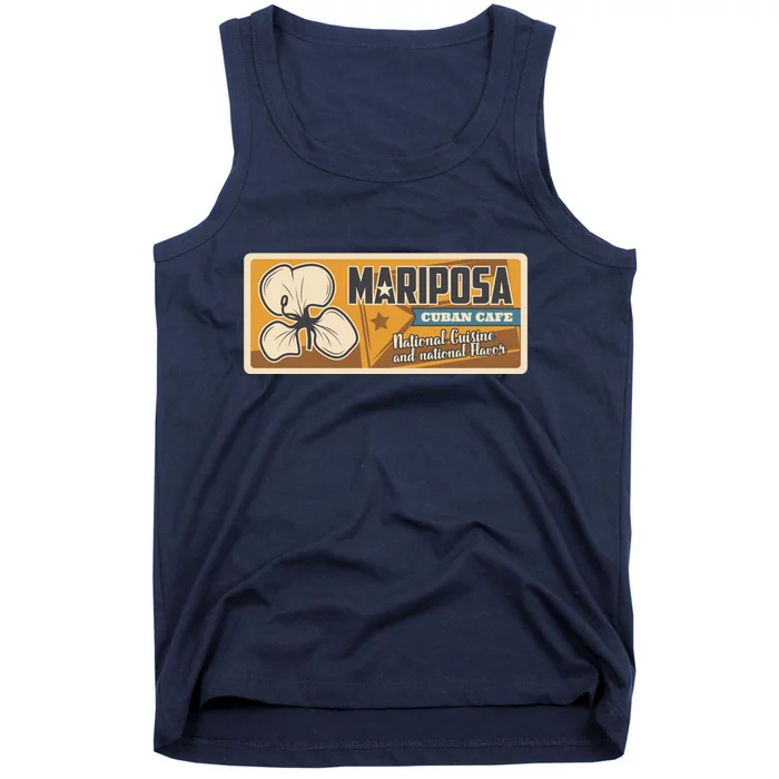 Cuba Travel Retro Cuban Café Mariposa Tank Top