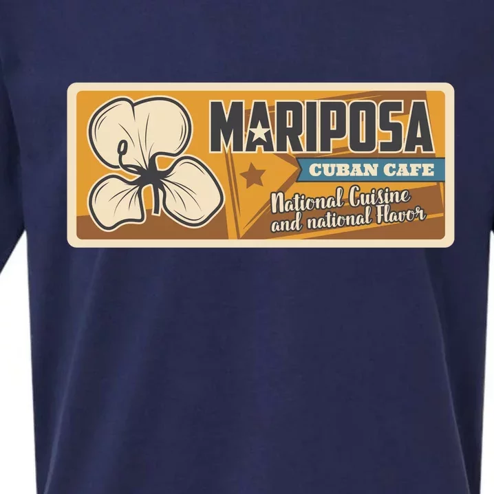 Cuba Travel Retro Cuban Café Mariposa Sueded Cloud Jersey T-Shirt