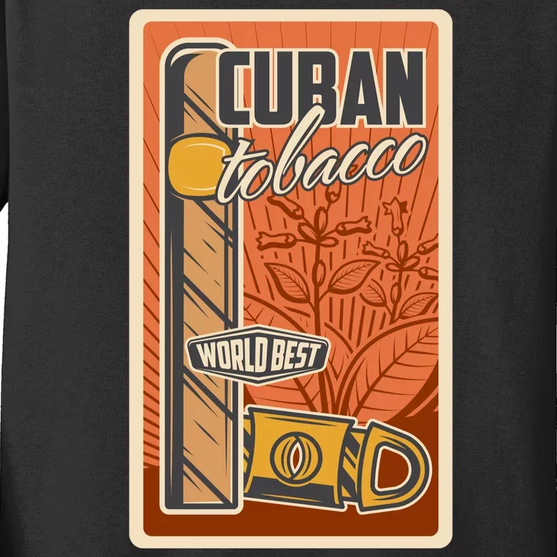 Cuba Travel Retro Cuban Cigar Tabaco Kids Long Sleeve Shirt