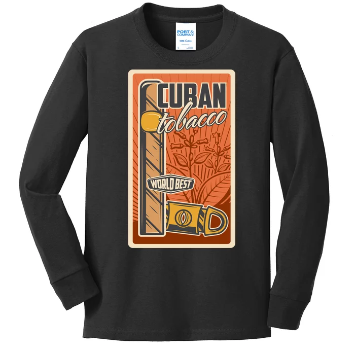 Cuba Travel Retro Cuban Cigar Tabaco Kids Long Sleeve Shirt