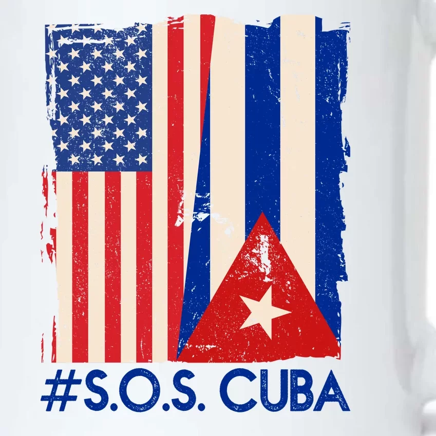 Cuba USA Flags United #S.O.S.CUBA Black Color Changing Mug