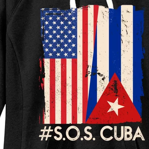 Cuba USA Flags United #S.O.S.CUBA Women's Fleece Hoodie