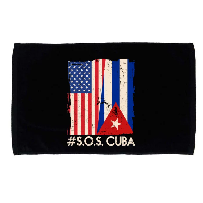 Cuba USA Flags United #S.O.S.CUBA Microfiber Hand Towel