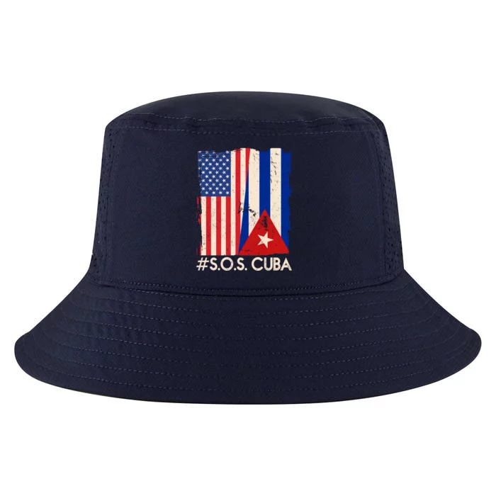 Cuba USA Flags United #S.O.S.CUBA Cool Comfort Performance Bucket Hat