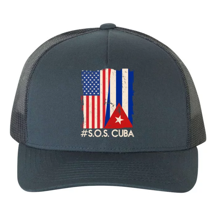 Cuba USA Flags United #S.O.S.CUBA Yupoong Adult 5-Panel Trucker Hat